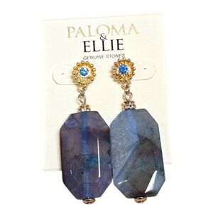 Paloma & Ellie Women's Genuine Stone Blue Agate Pierced Dangle Earrings NWT